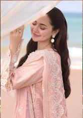 Dhanak-3PC Embroidered Shirt with Organza Embroidered Dupatta- 3334